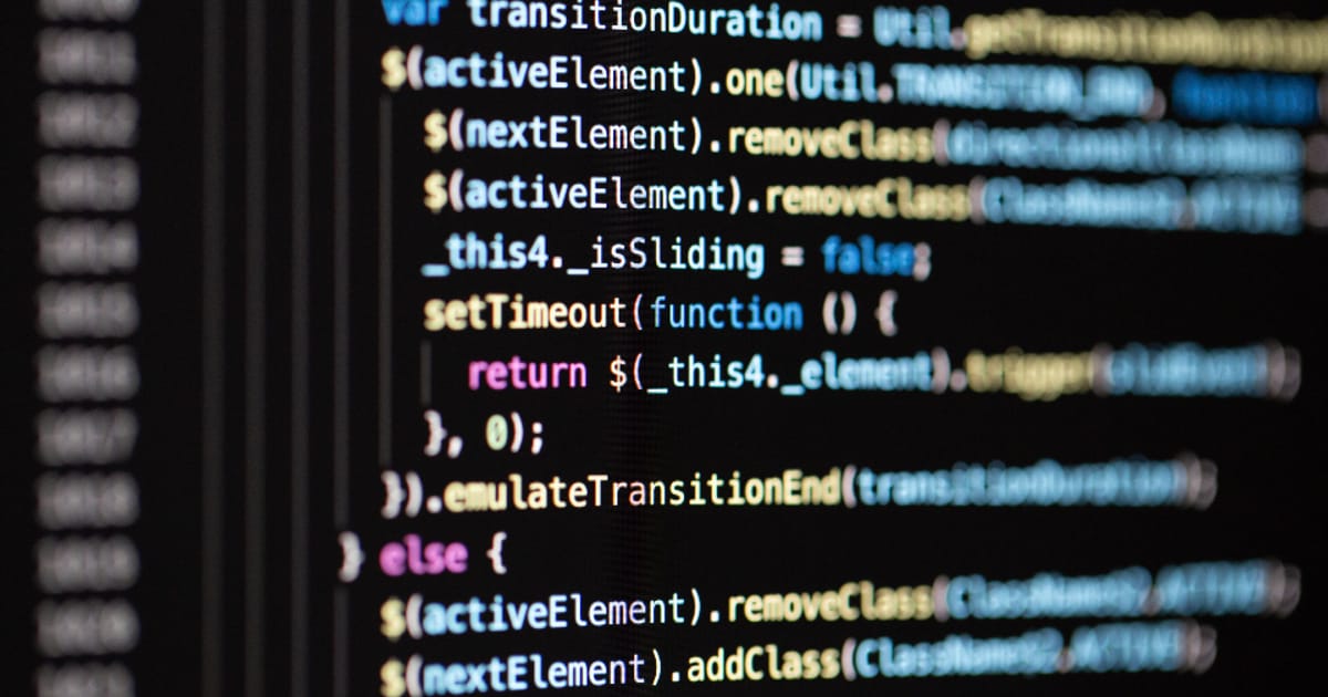 Colored source code displayed on a computer screen